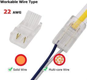 img 1 attached to 💡 10-Pack 2-Pin 8mm COB LED Strip Wire Connector: Solderless Adapter for High Density LED Strip Lights 12V 24V