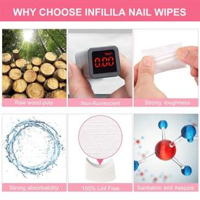 img 3 attached to INFILILA 600PCS Lint Free Nail Wipes: Superior Absorbency for Gel 💅 Nail Removal & Clean - Wooden Pulp Nail Polish Remover Pads for Professionals