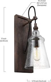 img 3 attached to 💡 Feiss Loras Glass Wall Sconce Lighting, Iron, 1-Light (6"W x 17"H), 75 Watts