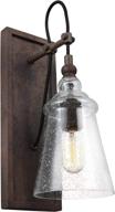 💡 feiss loras glass wall sconce lighting, iron, 1-light (6"w x 17"h), 75 watts логотип