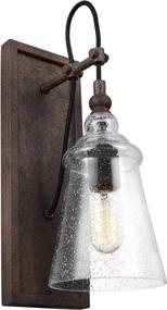 img 4 attached to 💡 Feiss Loras Glass Wall Sconce Lighting, Iron, 1-Light (6"W x 17"H), 75 Watts