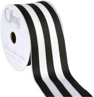 🎪 offray 140640 berwick 2.5-inch wide wired edge carnival grosgrain ribbon, 25 yards, black & white striped pattern logo