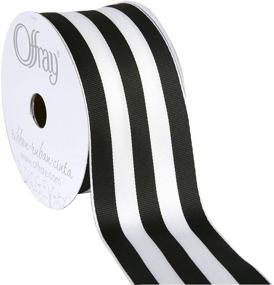 img 3 attached to 🎪 Offray 140640 Berwick 2.5-inch Wide Wired Edge Carnival Grosgrain Ribbon, 25 Yards, Black & White Striped Pattern