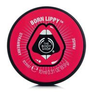 🍓 the body shop strawberry born lippy: 0.3 ounce moisturizing lip balm with a sweet twist logo