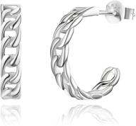 👂 sweetv small open hoop earrings: stylish 925 sterling silver chunky hoops for lightweight and hypoallergenic piercing logo