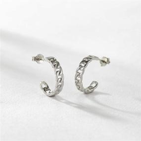 img 1 attached to 👂 SWEETV Small Open Hoop Earrings: Stylish 925 Sterling Silver Chunky Hoops for Lightweight and Hypoallergenic Piercing