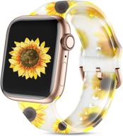 🌻 ремешок для apple watch witzon 41 мм 40 мм 38 мм для iwatch series 7/6/5/4/3/2/1/se - прозрачный милый силиконовый ремешок со солнечным цветком для спорта, замена на запястье для женщин, мужчин и девочек. логотип