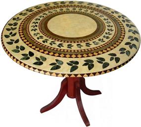 img 4 attached to 🔮 Fitted Vinyl Tablecloth/Tablecover: Table Cover Atlantis Inlaid - Transform 36-48" Tables Magically!