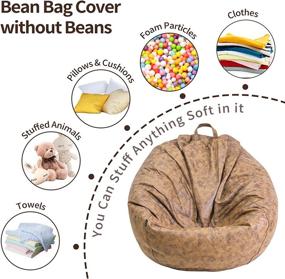 img 2 attached to HUMMSE Bean Bag Chair Cover (No Filler) | Plush Toys Storage XXXL (47 x 39) | Ultra Soft Leatherette | Washable & Water Resistant | Adult Size Zipper Recliner - Brown, Large