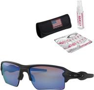 🕶️ oakley flak 2.0 xl sunglasses (matte black/prizm deep h2 o polarized) with usa flag lens cleaning kit: the ultimate eye protection логотип