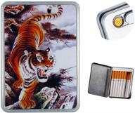 🐯 tiger usb lighter: rechargeable flameless windproof lighter & cigarette case with 16-cigarette capacity logo