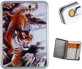 img 4 attached to 🐯 Tiger USB Lighter: Rechargeable Flameless Windproof Lighter & Cigarette Case with 16-Cigarette Capacity