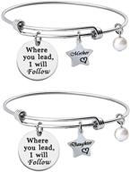 👭 lqri gilmore girls where you lead i will follow bracelet set: perfect best friend and mother daughter gift logo