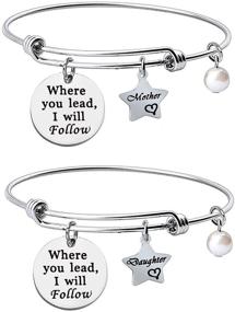 img 1 attached to 👭 LQRI Gilmore Girls Where You Lead I Will Follow Bracelet Set: Perfect Best Friend and Mother Daughter Gift