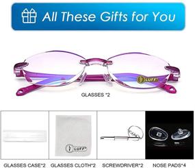 img 2 attached to 👓 Ultimate Comfort and Style: LUFF Reading Glasses - 2 Pack Lightweight Frameless Diamond Trimming for Women at Incredible Value!