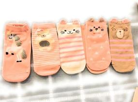 img 1 attached to Adorable 5PCS Kids Low Cut Cat Cartoon Ankle Socks - Soft Cotton & Cute Designs!