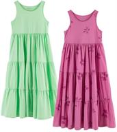 👗 unacoo kids girls 100% cotton sleeveless long maxi tiered dress: 1 or 2 packs (ages 3-12 years) logo