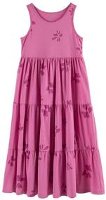 img 2 attached to 👗 UNACOO Kids Girls 100% Cotton Sleeveless Long Maxi Tiered Dress: 1 or 2 Packs (Ages 3-12 Years)