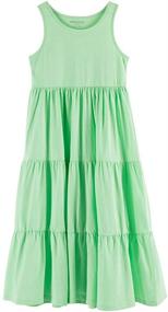 img 3 attached to 👗 UNACOO Kids Girls 100% Cotton Sleeveless Long Maxi Tiered Dress: 1 or 2 Packs (Ages 3-12 Years)