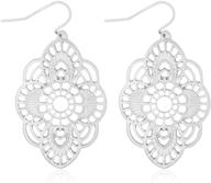 💠 moroccan floral filigree metallic geometric cut-out drop earrings with petal lace and lattice polygon oval dangles logo