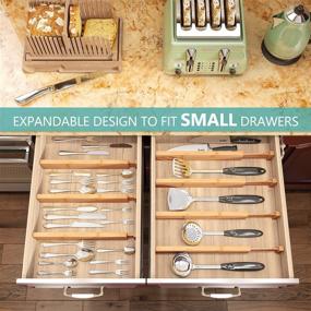 img 3 attached to 🎋 Versatile Bamboo Drawer Dividers: Expandable Spring Loaded Organizers for Kitchen, Office, Dressers, Bathroom - 13-17 Inches Adjustable