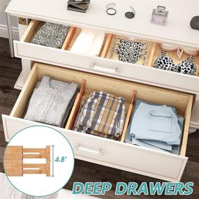 img 1 attached to 🎋 Versatile Bamboo Drawer Dividers: Expandable Spring Loaded Organizers for Kitchen, Office, Dressers, Bathroom - 13-17 Inches Adjustable