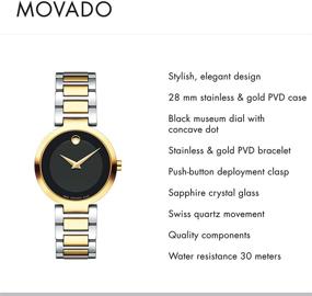 img 3 attached to ⌚️ Stylish Movado Women's Modern Classic Two Tone Watch: Featuring Concave Dot Museum Dial, Black/Gold (Model 607102)