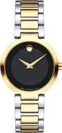 ⌚️ stylish movado women's modern classic two tone watch: featuring concave dot museum dial, black/gold (model 607102) logo