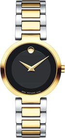 img 4 attached to ⌚️ Stylish Movado Women's Modern Classic Two Tone Watch: Featuring Concave Dot Museum Dial, Black/Gold (Model 607102)