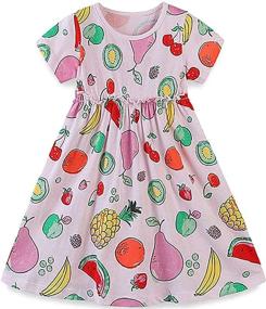 img 4 attached to 🌸 HILEELANG Little Girls Cotton Sundress with Sleeveless Flower Print - Casual Summer Jumper Skirt