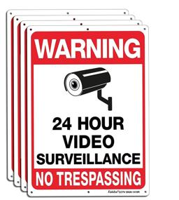 img 4 attached to 📷 Faittoo CCTV Surveillance Trespassing Reflective Occupational Health & Safety Products for Safety Signs & Signals