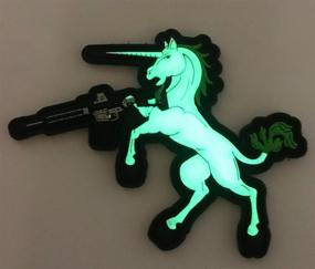 img 2 attached to 🦄 Glow in The Dark Tactical Unicorn PVC Morale Patch, 3"T x 4.5"W with Green Mane