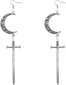 img 4 attached to 🌙 Hollow Moon Long Sword Earrings in Drop Dangle Style for Women, Girls, Men – Hypoallergenic Earrings for Sensitive Ears – Unisex Vintage Personalized Crescent Dangling Earrings – Great Holiday or Birthday Jewelry Gift for Friends