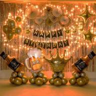 🎉 birthday party decorations: gold background balloon set with string light - ideal for men and women's birthdays logo