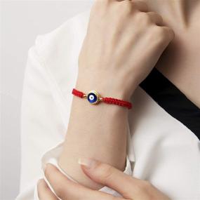 img 2 attached to 🔮 Malaisa Evil Eye Adjustable Hand Kabbalah String Bracelets: Stylish Protection and Friendship Bracelets for Women, Men, and Teens