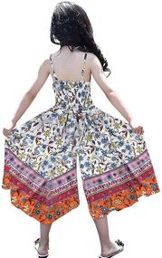 img 1 attached to Stylish and Comfortable: BINPAW Girls Floral Print Wide Leg Jumpsuit Dress for a Fashionable Summer Look