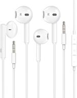 🎧 high-quality 2 pack apple earbuds [apple mfi certified] with built-in microphone & volume control - white | compatible with iphone, ipad, pc, mp3/4, android logo