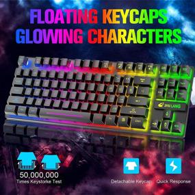img 2 attached to 🎮 Rechargeable Wireless Gaming Keyboard and Mouse Combo - 87 Key Rainbow LED Backlight, Mechanical Feel, Anti-ghosting, Ergonomic, Waterproof Design, RGB Mute Mice for Computer PC Gamer (Black) - Enhanced SEO