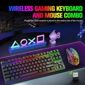 img 3 attached to 🎮 Rechargeable Wireless Gaming Keyboard and Mouse Combo - 87 Key Rainbow LED Backlight, Mechanical Feel, Anti-ghosting, Ergonomic, Waterproof Design, RGB Mute Mice for Computer PC Gamer (Black) - Enhanced SEO