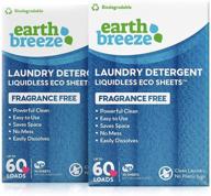 🌍 earth breeze fragrance-free liquid-less laundry detergent sheets - no plastic jug - 120 loads, 60 sheets (2 pack) logo