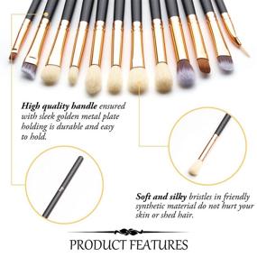 img 3 attached to 🖌️ Qivange Eye Makeup Brushes Set: 12pcs Synthetic Brushes for Flawless Eye Makeup Application in Black with Rose Gold