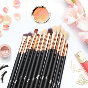 img 1 attached to 🖌️ Qivange Eye Makeup Brushes Set: 12pcs Synthetic Brushes for Flawless Eye Makeup Application in Black with Rose Gold