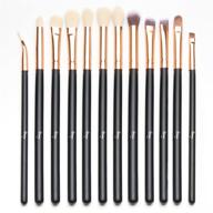 🖌️ qivange eye makeup brushes set: 12pcs synthetic brushes for flawless eye makeup application in black with rose gold logo