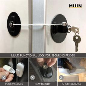 img 2 attached to 🔒 MUIN Mini Fridge Lock with Key - Secure Refrigerator Door Lock for Children and Adults - Versatile Lock for Fridge, Drawers, and Health Products (Black)