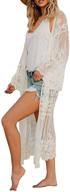 👘 stylish kimono beach cover up: elegant summer long embroidered lace cardigan for women with chic half sleeves - white blouse logo