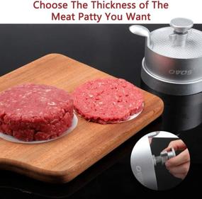 img 1 attached to 🍔 OVOS Adjustable Burger Press - Hamburger Patty Maker for BBQ Grill with 100 Wax Papers, Non-Stick Cast Aluminum, Makes Patties from 1/4 lb to 3/4 lb.