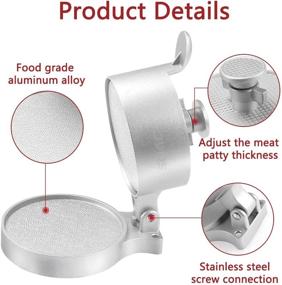 img 2 attached to 🍔 OVOS Adjustable Burger Press - Hamburger Patty Maker for BBQ Grill with 100 Wax Papers, Non-Stick Cast Aluminum, Makes Patties from 1/4 lb to 3/4 lb.