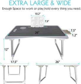 img 2 attached to 🛏️ XXL Black Bed Laptop Desk by Eoso: Foldable Lap Desk with Card Slot and Cup Holder for Eating, Reading Book, Watching on Bed – Portable Laptop Desk for Bed, Couch & Floor