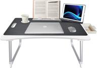 🛏️ xxl black bed laptop desk by eoso: foldable lap desk with card slot and cup holder for eating, reading book, watching on bed – portable laptop desk for bed, couch & floor логотип