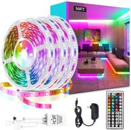 🌈 50ft rgb led lights for bedroom - color changing strip lights for room, kitchen, party decorations - vibrant light strips for mood lighting and room decor логотип